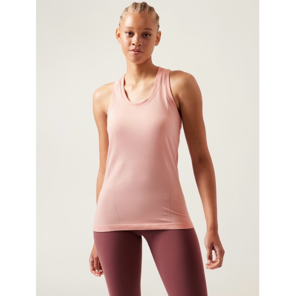 Athleta Momentum Seamless Tank Orchid Pink Fitted Racerback Gripper Hem Size 1X